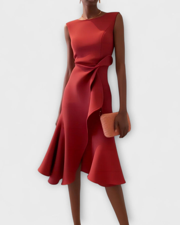 Vestido acampanado con drapeado