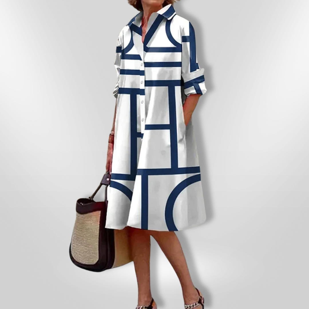 Helen™ | Vestido midi con patrón geométrico