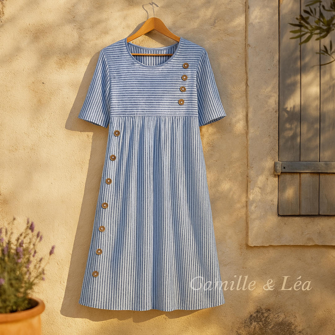 Lenna | Vestido Midi de Algodón Rayado
