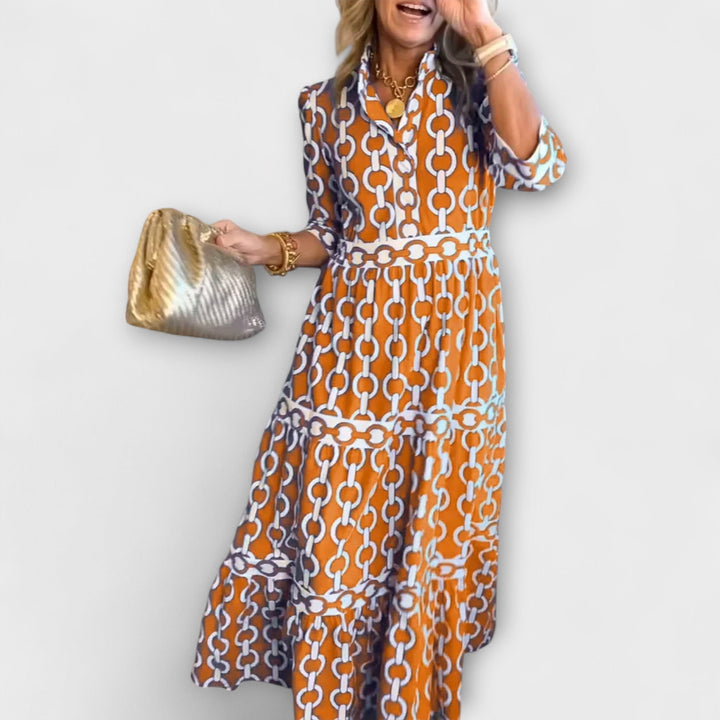 Shea | Vestido Midi con Estampado de Cadena