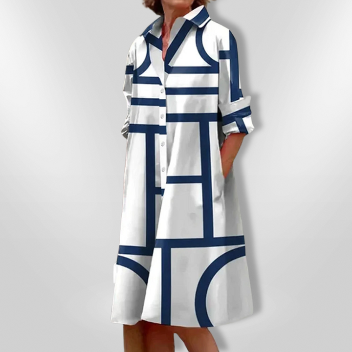 Helen™ | Vestido midi con patrón geométrico