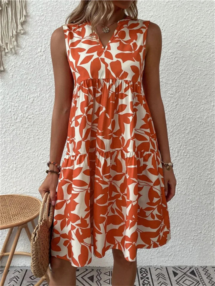 Angele | Vestido de Verano con Estampado de Hojas