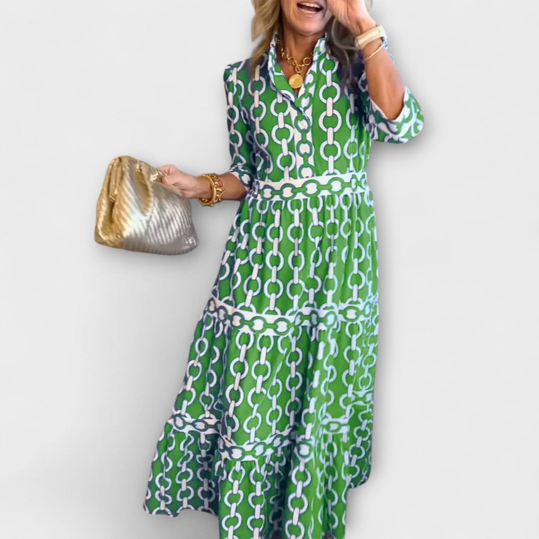 Shea | Vestido Midi con Estampado de Cadena