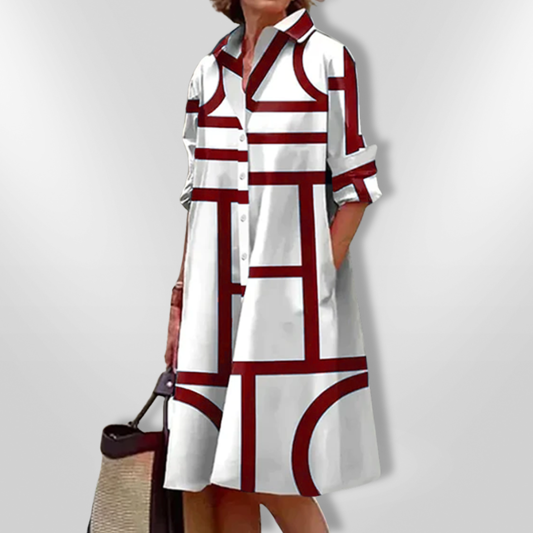 Helen™ | Vestido midi con patrón geométrico