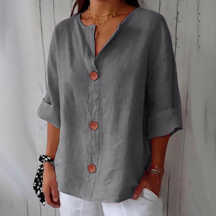 Noora™ | Blusa de lino relajada para una elegancia atemporal