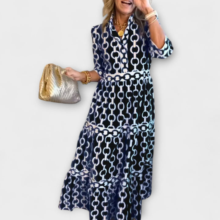 Shea | Vestido Midi con Estampado de Cadena