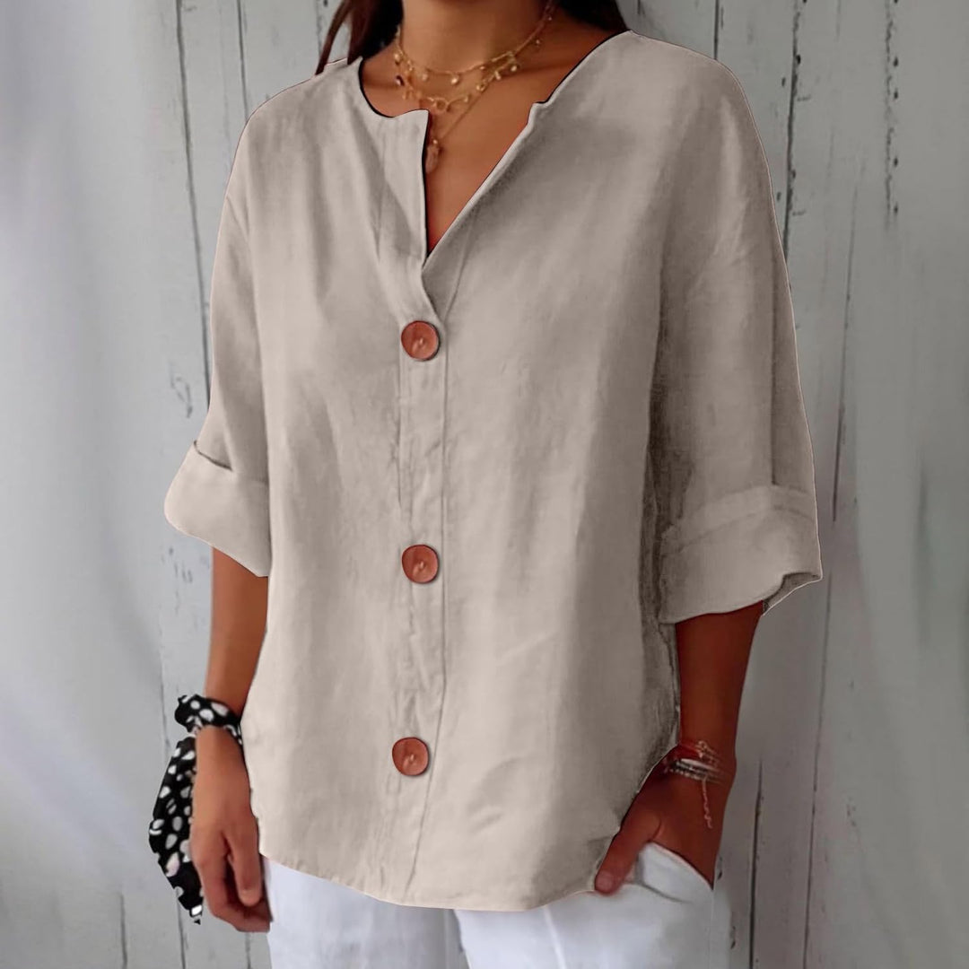 Noora™ | Blusa de lino relajada para una elegancia atemporal