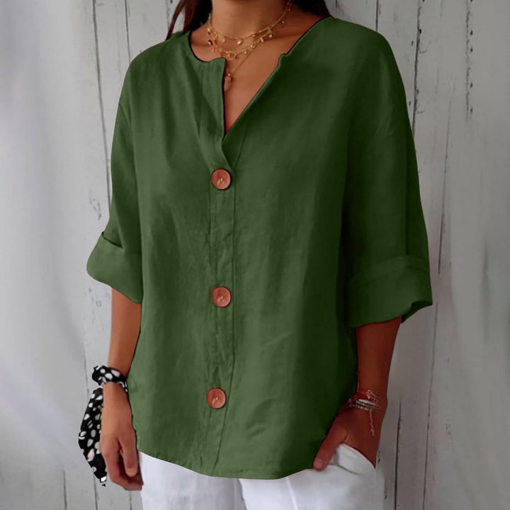 Noora™ | Blusa de lino relajada para una elegancia atemporal