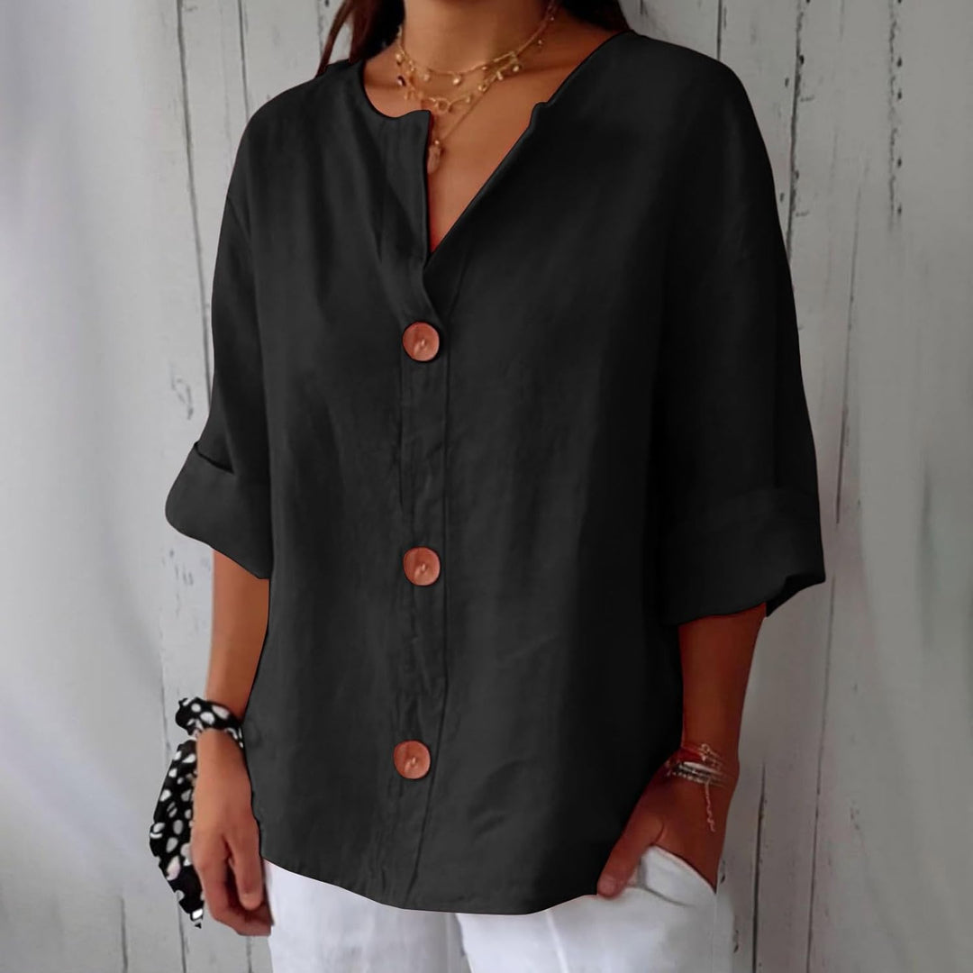 Noora™ | Blusa de lino relajada para una elegancia atemporal