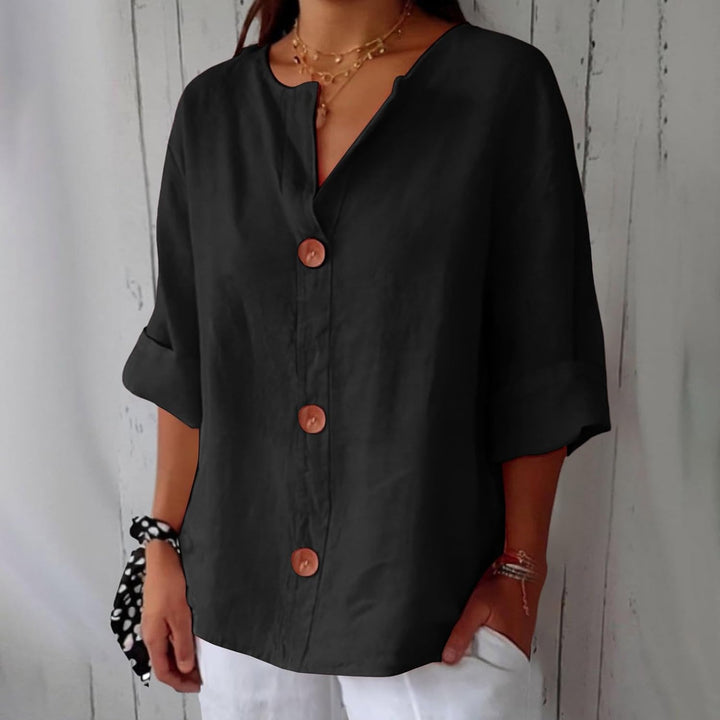 Noora™ | Blusa de lino relajada para una elegancia atemporal