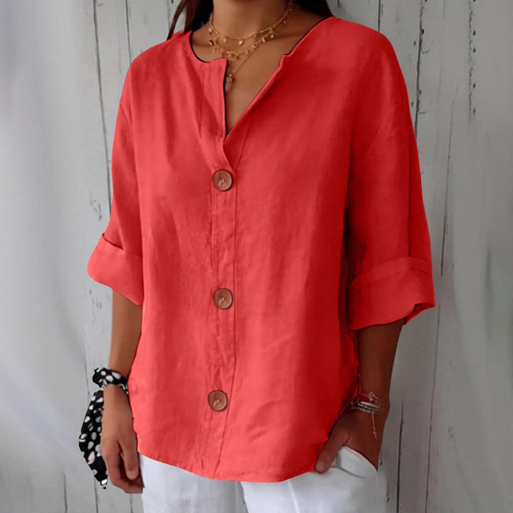 Noora™ | Blusa de lino relajada para una elegancia atemporal