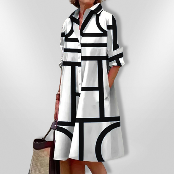 Helen™ | Vestido midi con patrón geométrico