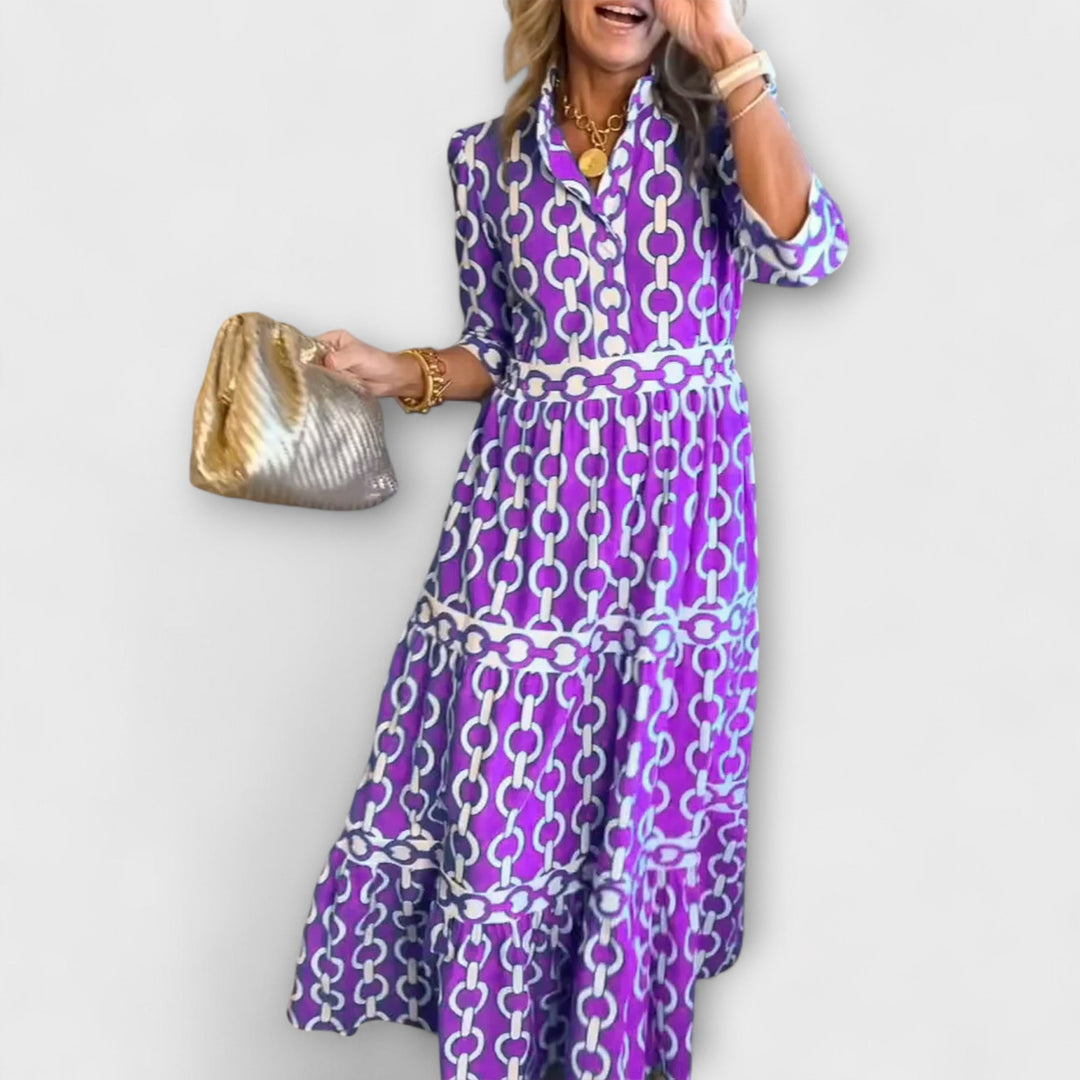 Shea | Vestido Midi con Estampado de Cadena
