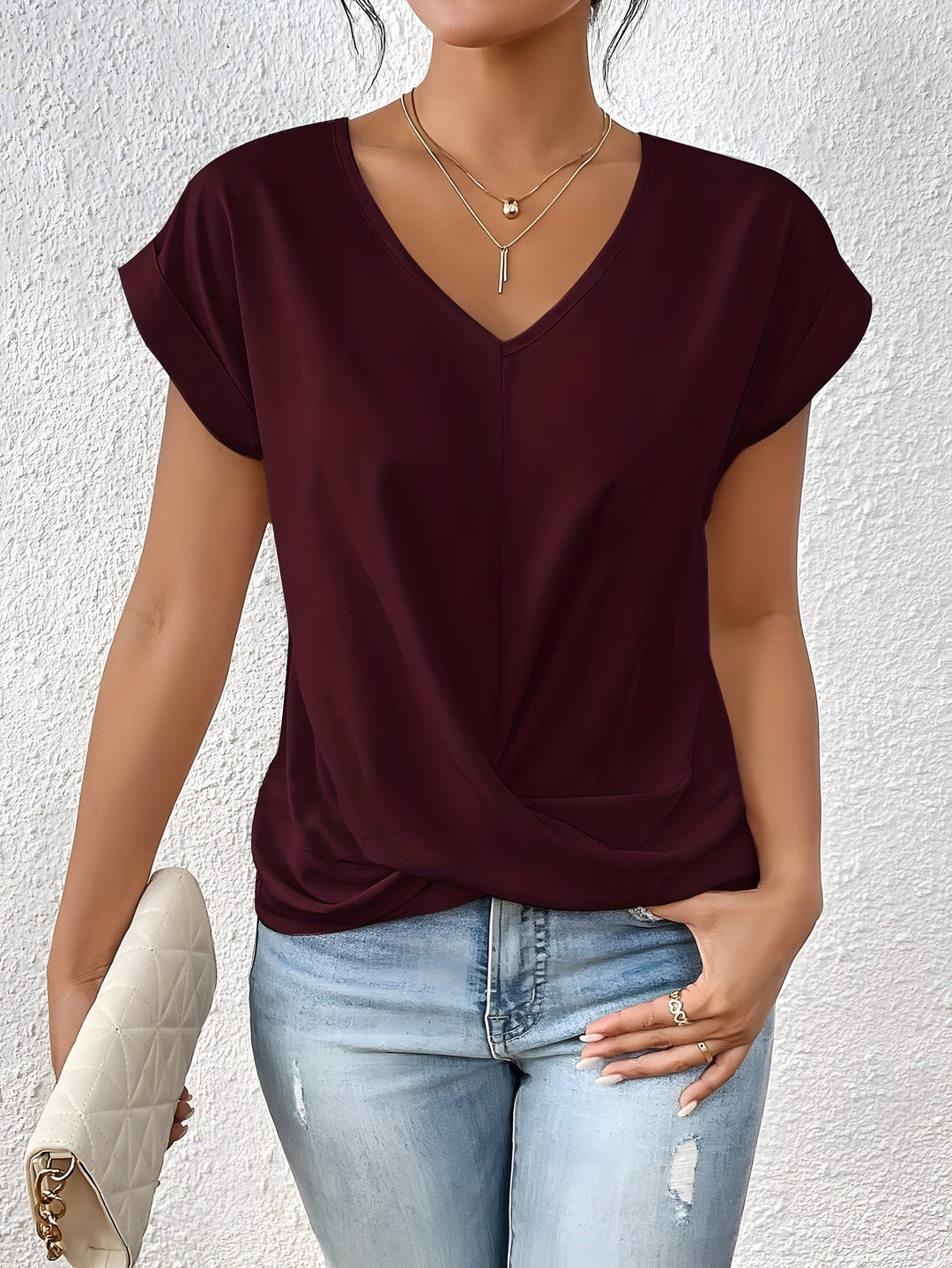 Maia | Top de Cuello en V con Nudo Trenzado