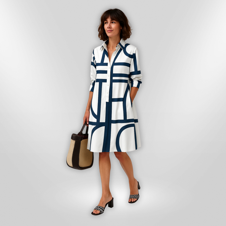 Helen™ | Vestido midi con patrón geométrico