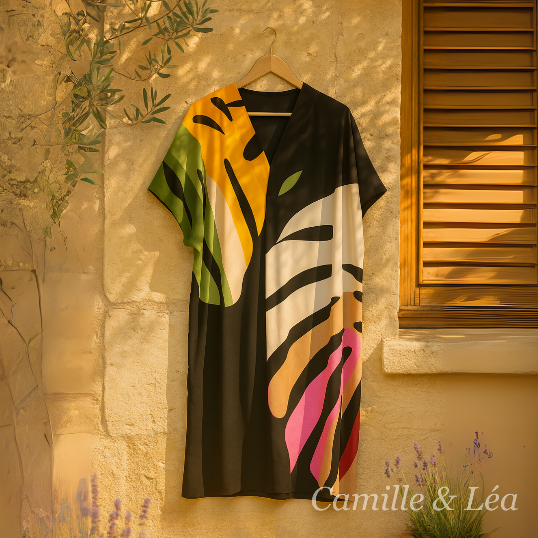 Beatrise | Vestido Casual con Estampado de Hojas Coloridas