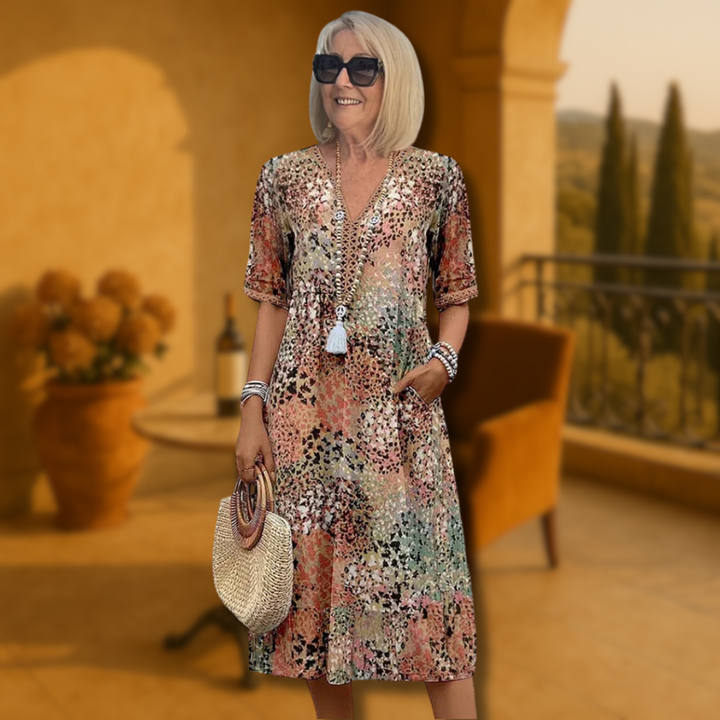 Paulette™ | Vestido midi vibrante