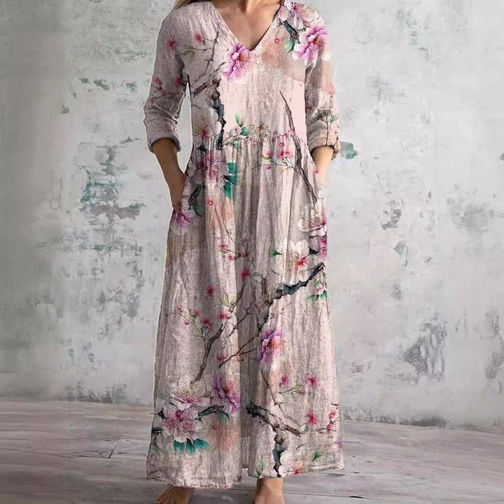 Dearyn | Vestido de Verano con Escote en V y Estampado Floral