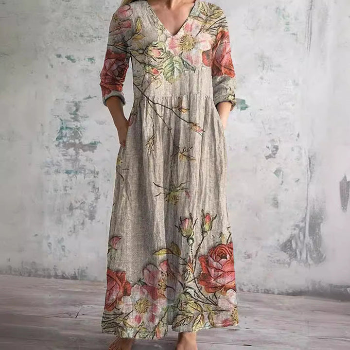 Dearyn | Vestido de Verano con Escote en V y Estampado Floral