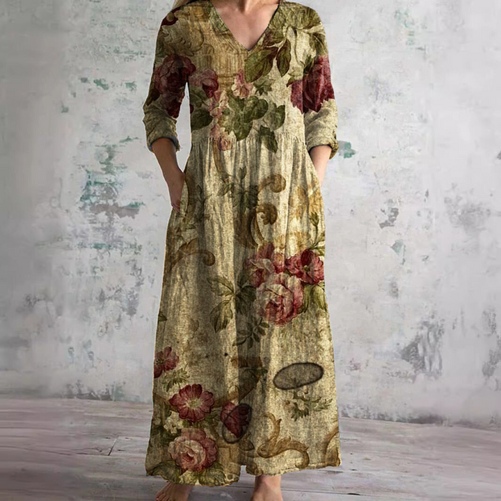 Dearyn | Vestido de Verano con Escote en V y Estampado Floral
