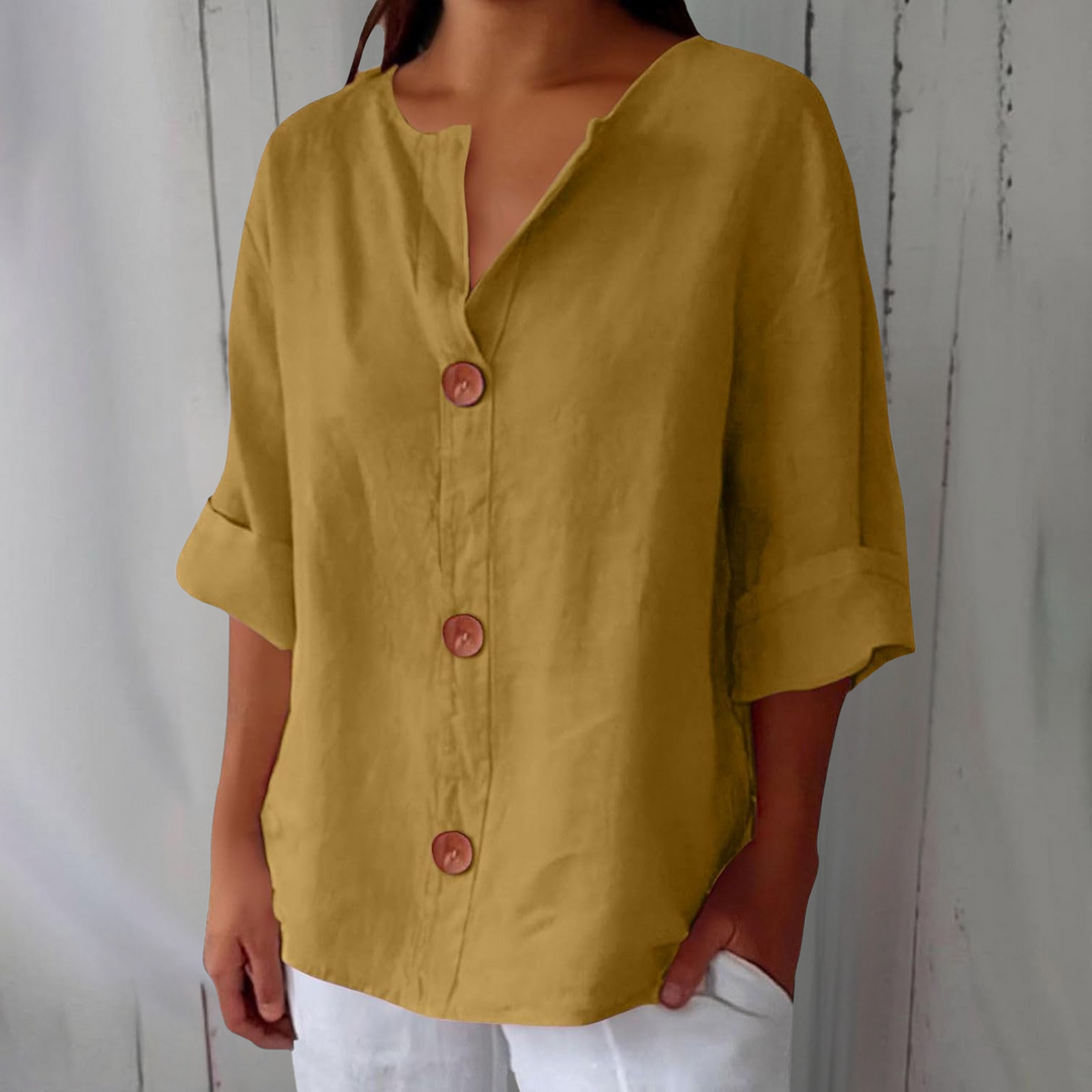 Noora™ | Blusa de lino relajada para una elegancia atemporal