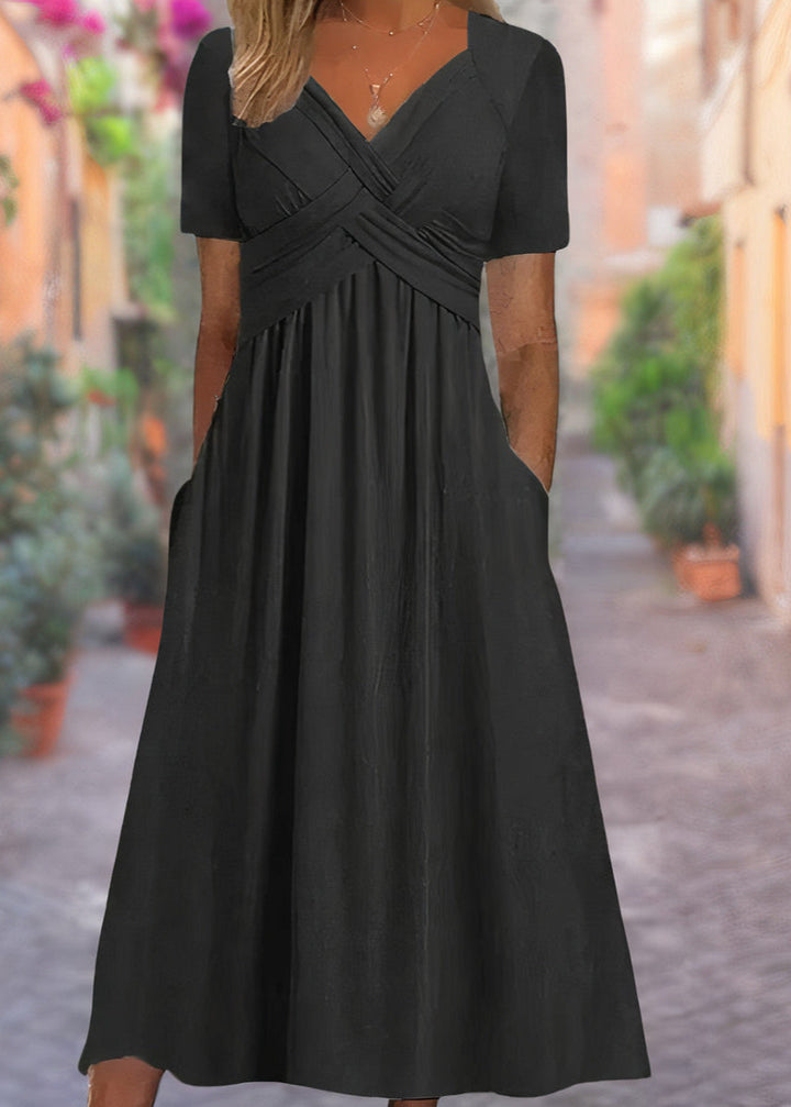 Mireya | Vestido cruzado con cintura ajustada y bolsillos laterales para mujer