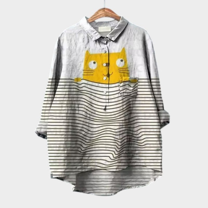 VIVIANA | Blusa Oversize con Gatos Acuarela y Comodidad Alegre para Cada Momento