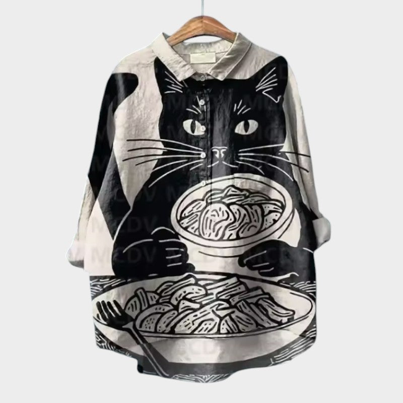 VIVIANA | Blusa Oversize con Gatos Acuarela y Comodidad Alegre para Cada Momento