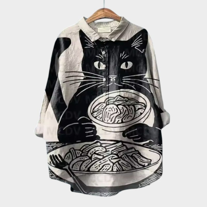 VIVIANA | Blusa Oversize con Gatos Acuarela y Comodidad Alegre para Cada Momento