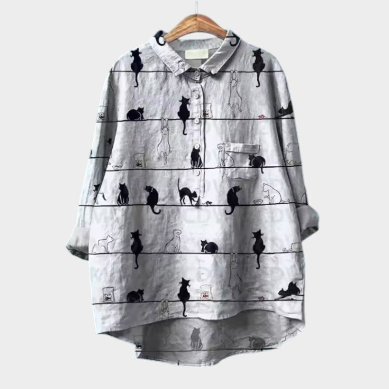 VIVIANA | Blusa Oversize con Gatos Acuarela y Comodidad Alegre para Cada Momento