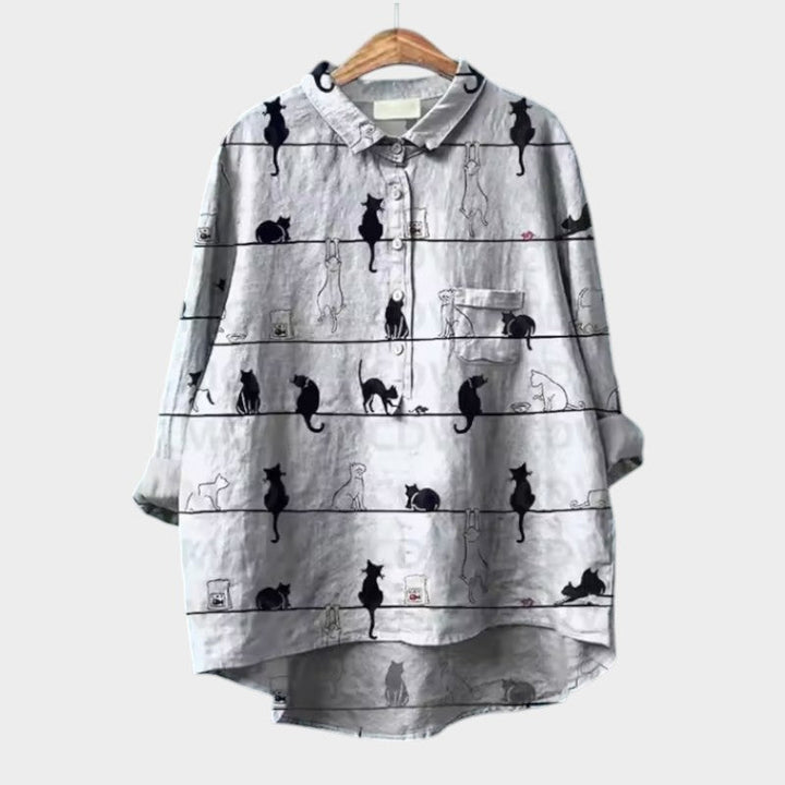 VIVIANA | Blusa Oversize con Gatos Acuarela y Comodidad Alegre para Cada Momento