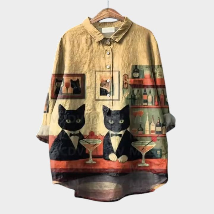 VIVIANA | Blusa Oversize con Gatos Acuarela y Comodidad Alegre para Cada Momento