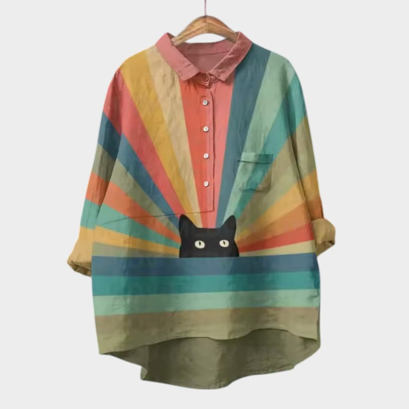 VIVIANA | Blusa Oversize con Gatos Acuarela y Comodidad Alegre para Cada Momento