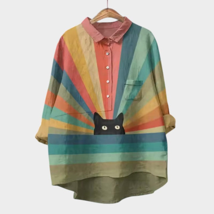 VIVIANA | Blusa Oversize con Gatos Acuarela y Comodidad Alegre para Cada Momento