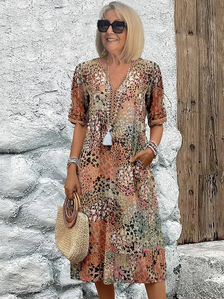 Paulette™ | Vestido midi vibrante