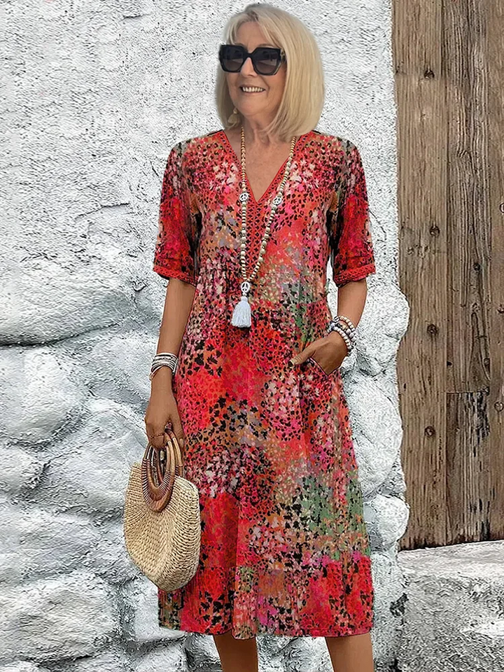 Paulette™ | Vestido midi vibrante
