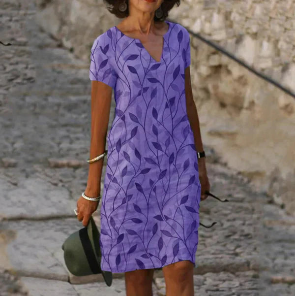 Deniel | Vestido A-Line con Estampado y Escote en V