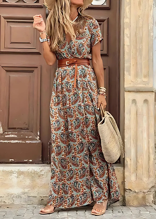 Claire | Vestido largo con flores y abertura lateral