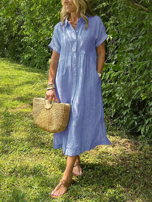 Sabreen | Vestido Largo Rayado con Escote en V